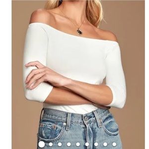 NWOT Amour Vert Colette Off the Shoulder Top in White size S
